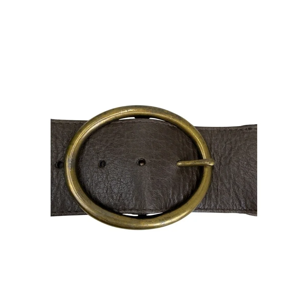 NEW VTG Y2K Liz Claiborne Leather Wide Woven Belt Womens Size S Brass Buckle